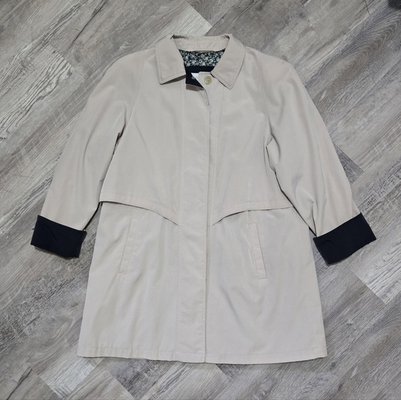 Liz Claiborne Adjustable Trench Coat Women's Size Large Button Retro Vintage - Picture 1 of 14